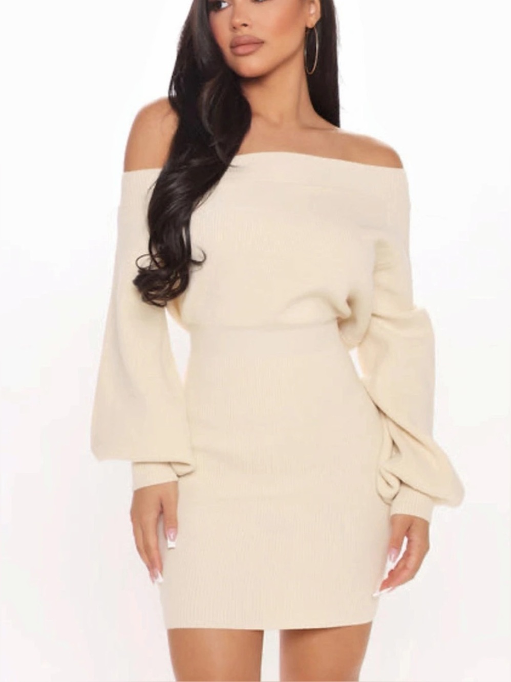 Line and Dot Cream Knit Mini Dress